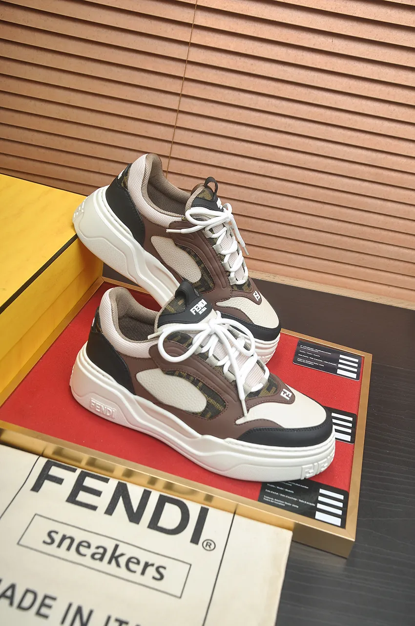 Men's shoes 💰600💶 [Fendi] The latest casual sports shoes 🔥 Many 💑 stars have the same style FD match. The original version is a one-to-one replica. Designer Kim Jones's first fendi match and Donkey brand Trainer basketball sneakers. Material: Original silk mesh. Lining: Breathable mesh. Packaging: Original 1:1 matching high-end packaging. Size: 38-45 (45 is custom-made and cannot be returned or exchanged)